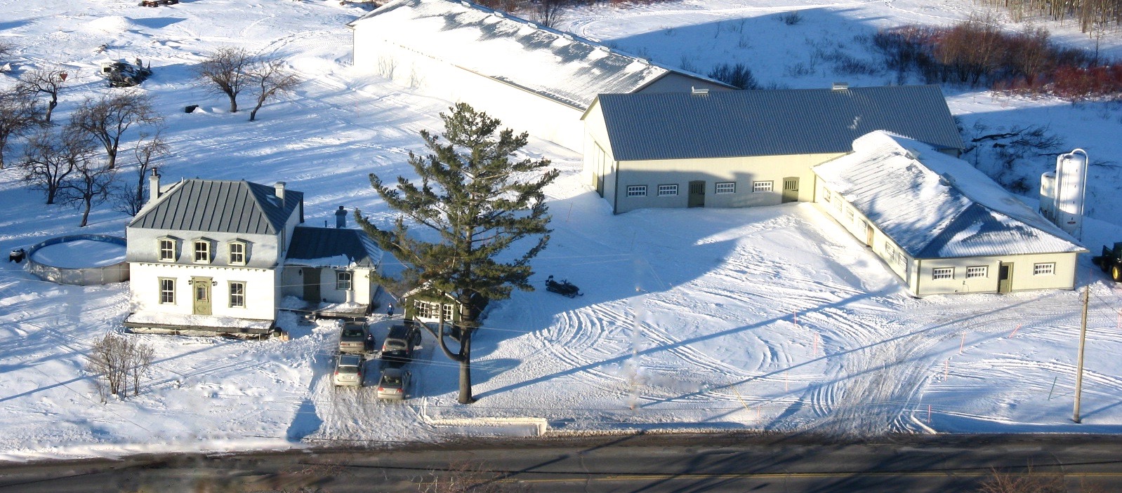 Vue aérienne avec la ferme